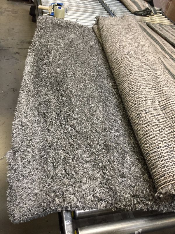 Photo 2 of 5'1"x6'9" Solid Eyelash Woven Shag Rug Gray - Project 62. Moderate Use, Dirty From Shipping, Found Hair on Item, Tape on Item