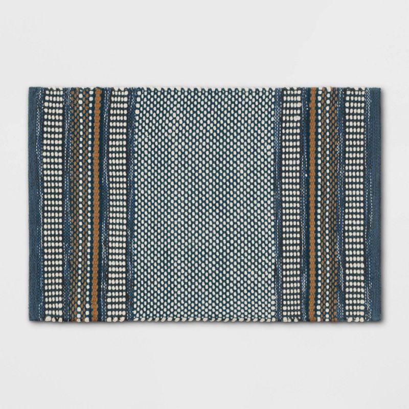 Photo 1 of 2'x3' Striped Scatter Rug Blue - Threshold™---ITEM IS WARPED---

