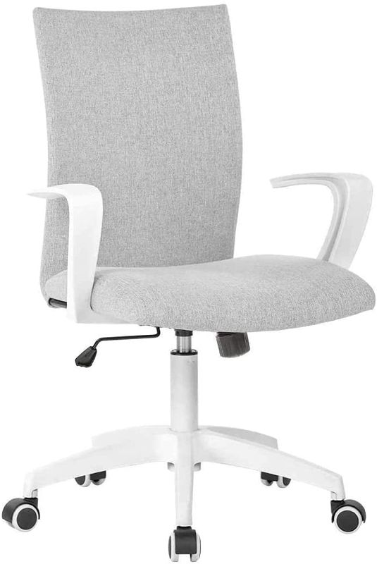 Photo 1 of LIANFENG Office Chair Ergonomic Mid Back Swivel Chair Height Adjustable Desk Chair White Office Chair Computer Chair with Armrest Mid Size (Grey and White)
