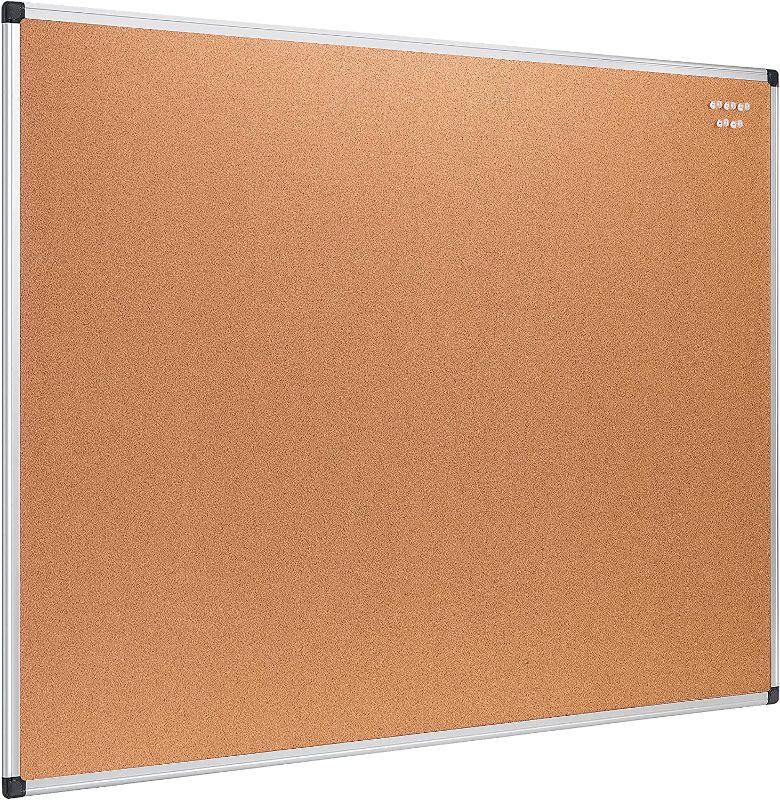 Photo 1 of Amazon Basics Cork board 35" x 47", Aluminum frame. Item is New, Item is Sealed