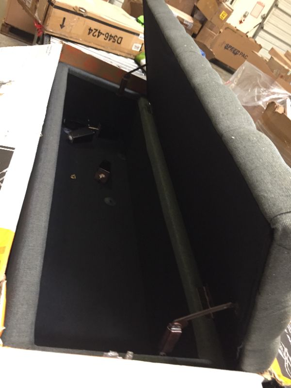 Photo 1 of 12 Inch Tall, 50 Inch Wide Ottoman. Scratches and Scuffs on Wooden Legs, Moderate Use, Not in Original Box Packaging