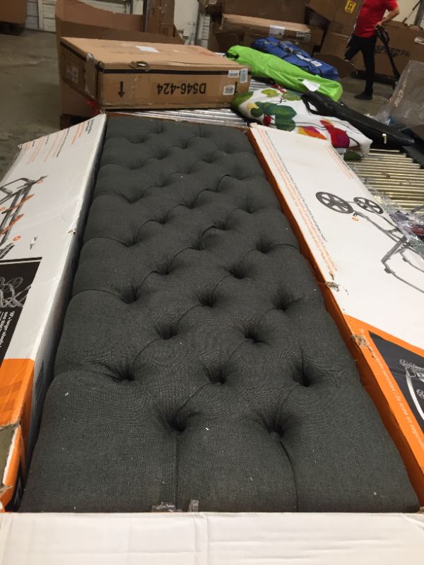 Photo 1 of 12 Inch Tall, 50 Inch Wide Ottoman. Scratches and Scuffs on Wooden Legs, Moderate Use, Not in Original Box Packaging