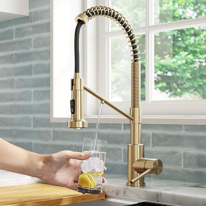 Photo 1 of 
Kraus KFF-1610SFACB Bolden 2-in-1 Commercial Style Pull-Down Single Handle Filter Kitchen Faucet for Reverse Osmosis or Water Filtration System, Spot Free - Color:Spot Free Antique Champagne Bronze - Size:19 1/4 Inch - Style:2-in-1 Faucet with Filter Fau