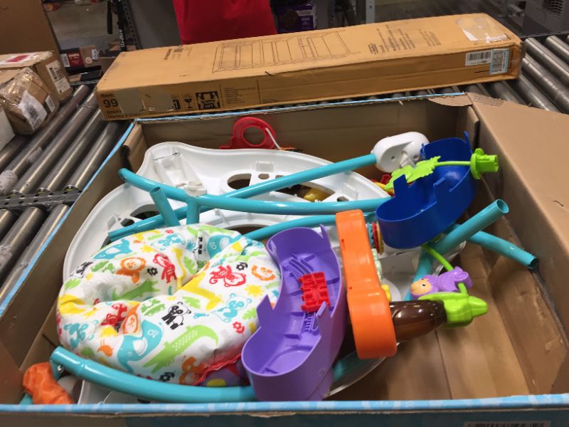 Photo 3 of Fisher-Price Animal Activity Jumperoo, Blue, One Size. Missing some Toy Accessories. Box Packaging Damaged, Moderate Use
