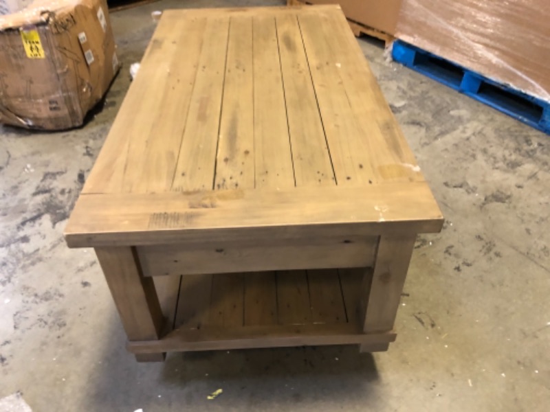 Photo 2 of 20Inch Tall, 27 inch wide, 51 inch long Coffee Table. Scratches and Scuffs, Wood Chips on Edges of Table.