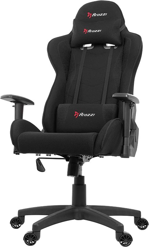 Photo 1 of Arozzi - Forte Mesh Fabric Ergonomic Computer Gaming/Office Chair with High Backrest, Recliner, Swivel, Tilt, Rocker, Adjustable Height and Adjustable Lumbar and Neck Support Pillows - Black---ITEM IS DIRTY---
