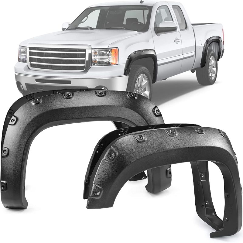 Photo 1 of YITAMOTOR Fender Flares Kit Compatible with 2007-2013 GMC Sierra 1500 6.5' & 8' Bed NOT for Short Bed, Textured Matte Black Finish Pocket Rivet Style. Box Packaging Damaged, Item is like New
