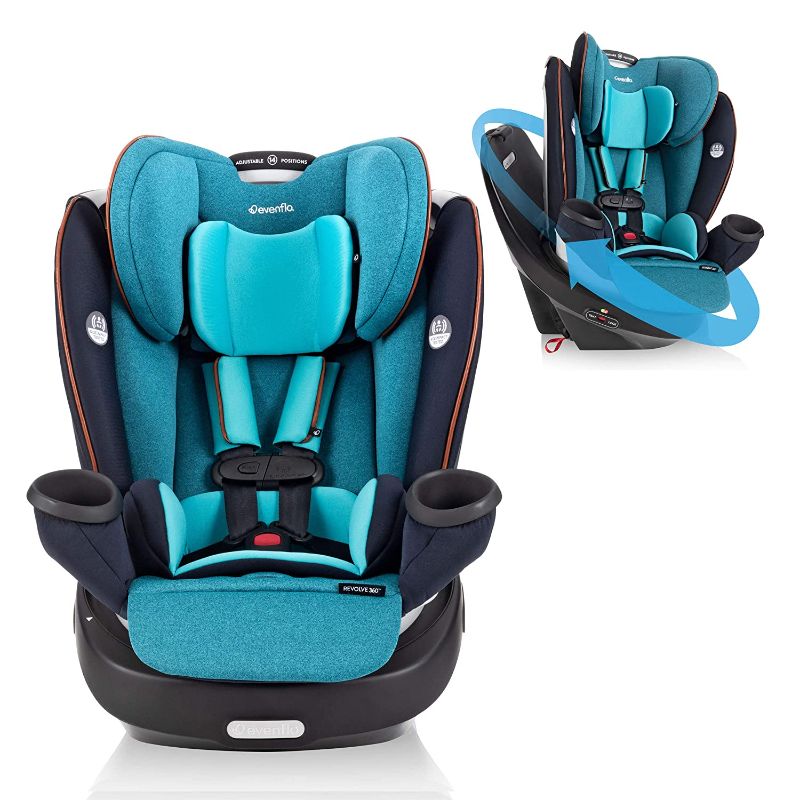 Photo 1 of Evenflo Gold Revolve360 Rotational All-in-1 Convertible Car Seat, Swivel Car Seat, Rotating Car Seat for All Ages, Swivel Baby Car Seat Mode Changing 4-120LB Car Seat and Booster Car Seat. Box Packaging Damaged, Minor Use, Scratches and Scuffs as Shown in