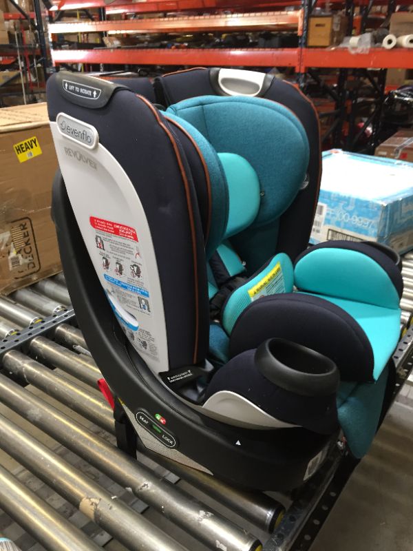 Photo 6 of Evenflo Gold Revolve360 Rotational All-in-1 Convertible Car Seat, Swivel Car Seat, Rotating Car Seat for All Ages, Swivel Baby Car Seat Mode Changing 4-120LB Car Seat and Booster Car Seat. Box Packaging Damaged, Minor Use, Scratches and Scuffs as Shown in