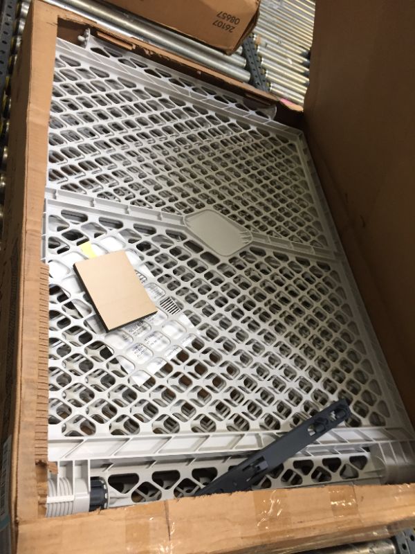 Photo 1 of Babelio Baby Gate for Doorways and Stairs, 26-40 inches Dog/Puppy Gate, Easy Install, Pressure Mounted, No Drilling, fits for Narrow and Wide Doorways, Safety Gate w/Door for Child and Pets. Box Packaging Damaged, May be Missing Parts. Moderate Use
