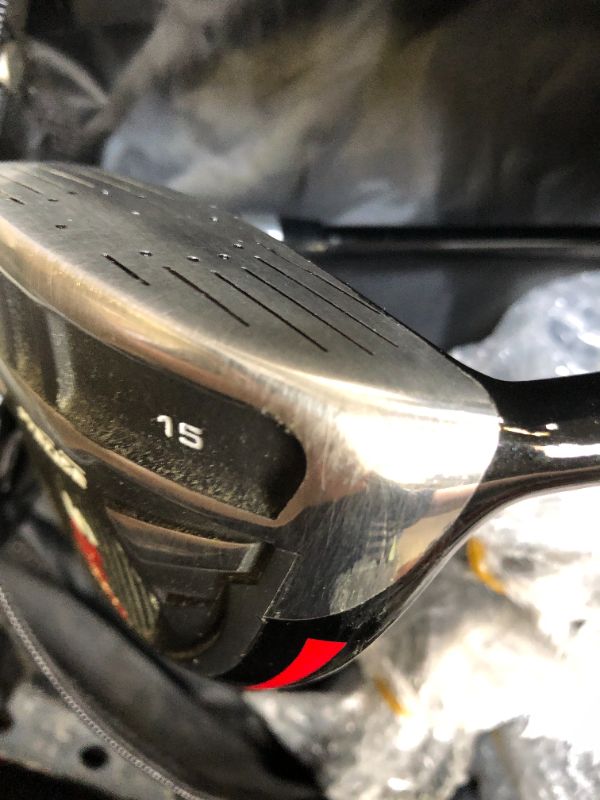 Photo 6 of Precise M5 Men's Complete Golf Clubs Package Set Includes Titanium Driver, S.S. Fairway, S.S. Hybrid, S.S. 5-PW Irons, Putter, Stand Bag, 3 H/C's. for Right Handed Golferss. One of Golf Clubs are Broken,. Moderate use on Item and Clubs. Box Packaging Dama