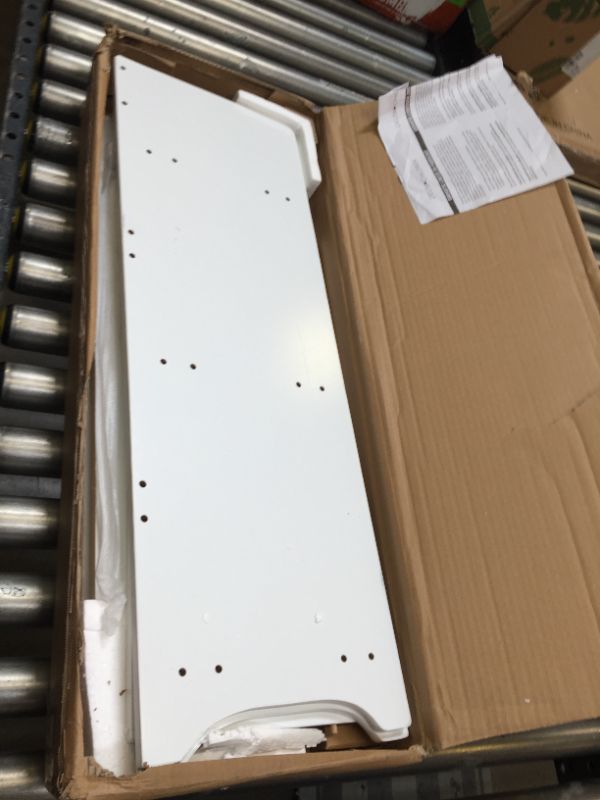 Photo 1 of Delta Children MySize Bookshelf - Greenguard Gold Certified, Bianca White.  Box Packaging Damaged, Minor Use, Cracks on Edges of Wood, May be Missing some Hardware. 
