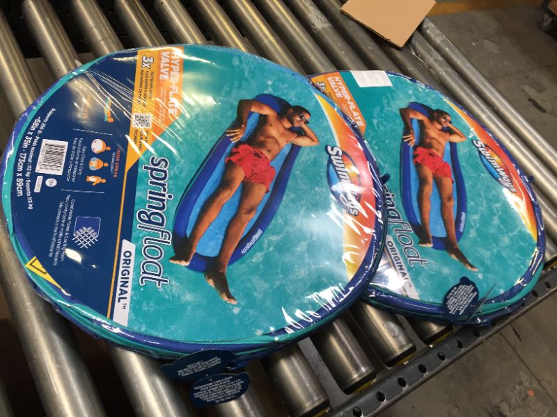 Photo 2 of 2 Pack Bundle. SwimWays Spring Float Inflatable Pool Lounger with Hyper-Flate Valve. 