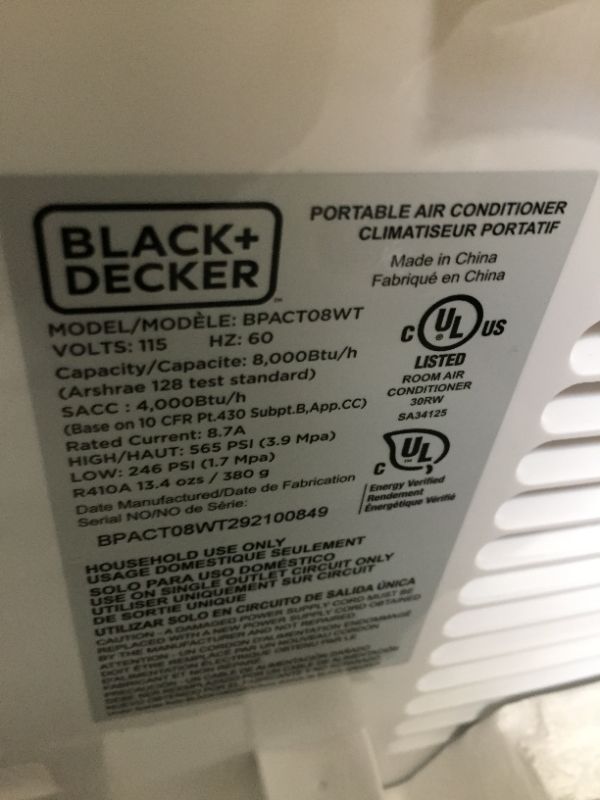 Photo 6 of BLACK+DECKER™ 8,000 BTU Portable Air Conditioner