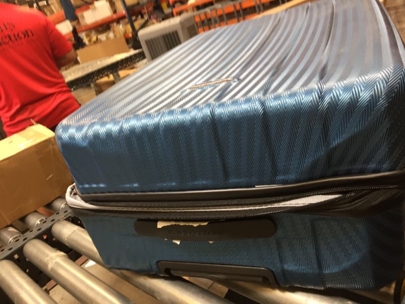 Photo 5 of 2 Piece Luggage Bundle. Color BLue. heavy use, Dents and Scratches all over items. 