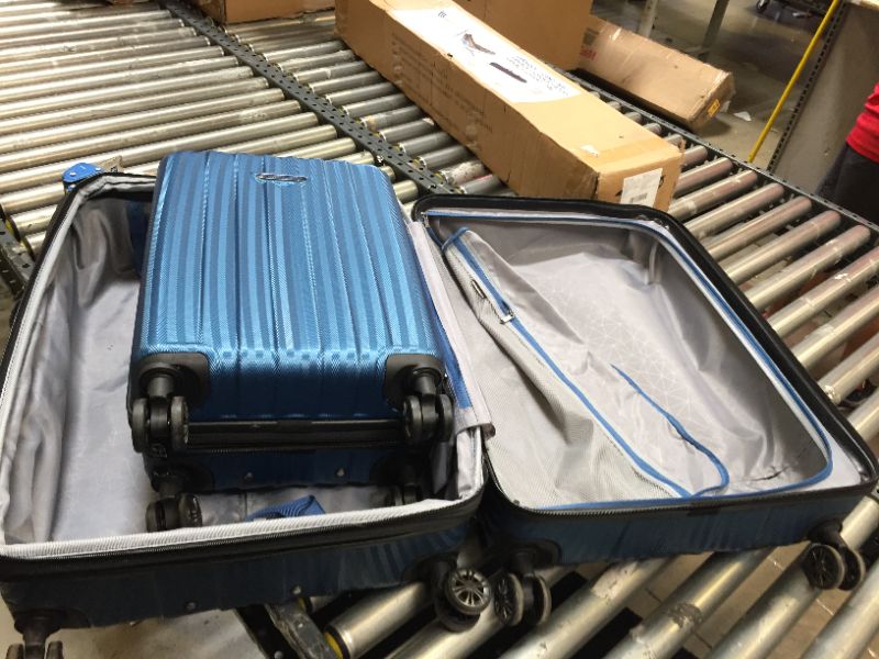 Photo 1 of 2 Piece Luggage Bundle. Color BLue. heavy use, Dents and Scratches all over items. 