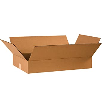 Photo 1 of 24144 Flat Corrugated Cardboard Box 24" L x 14" W x 4" H, Kraft, for Shipping, Packing and Moving (Pack of 25)