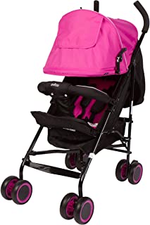 Photo 1 of Evezo 2141A Full-Size Ultra Lightweight Umbrella Stroller, Reclining Seat, 5-Point Safety Harness, Canopy, Storage Bin (Hot Pink), 214-1A

