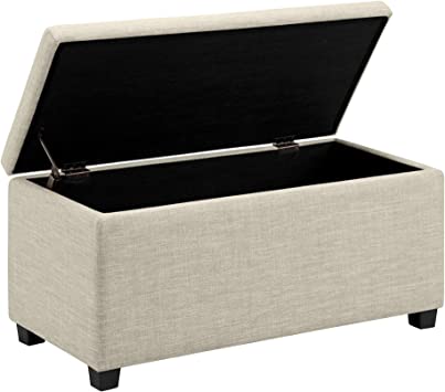 Photo 1 of Amazon Basics Upholstered Storage Ottoman and Entryway Bench, 35.5"W, Beige
