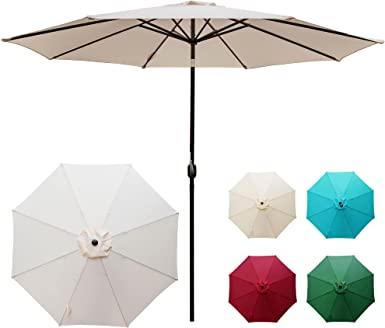 Photo 1 of  11ft Patio Umbrella Outdoor Umbrella Market Table Umbrellas with Push Button Tilt, Crank and 8 Sturdy Ribs for Lawn, Garden, Deck, Backyard & Pool BEIGE
