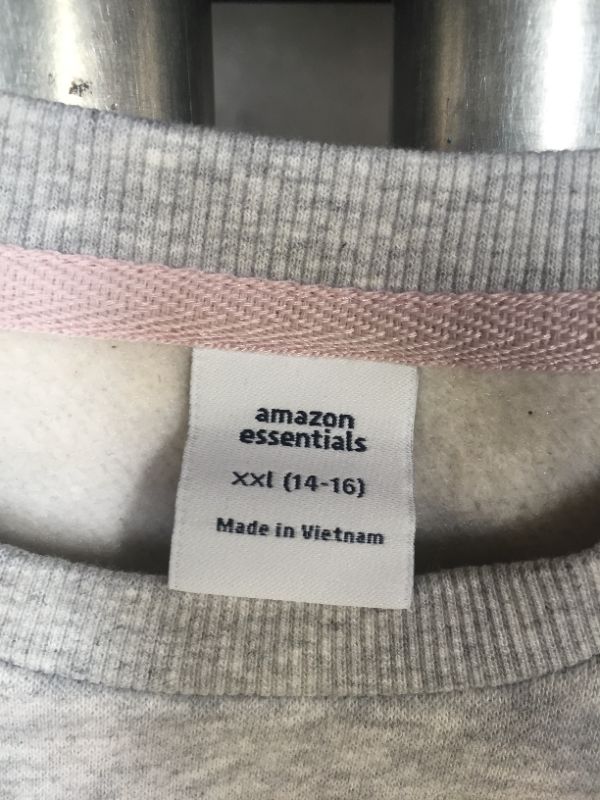 Photo 3 of Amazon Essentials Girls and Toddlers' Fleece Crew-Neck Sweatshirts, Pack of 2 
Size XXL
