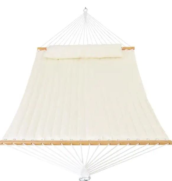 Photo 1 of 11 ft. Padded Hammock Bed Hammock with Spreader Bar Hammock in White
