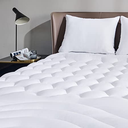 Photo 1 of Bedsure Queen Size Mattress Pad Deep Pocket Pillow Top Mattress Topper Bedding Quilted Fitted Mattress Cover Extra Long Mattress Protector Stretches up to 18 Inches Deep (60x80 Inches, White)
