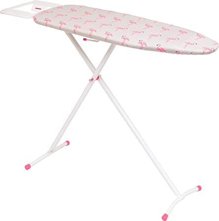 Photo 1 of Mabel Home T-Leg Adjustable Height Ironing Board with Grey and Flamingo Cotton Cover