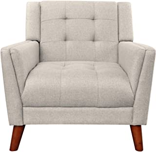Photo 1 of Christopher Knight Home Evelyn Mid Century Modern Fabric Arm Chair, Beige & Walnut (305538)
