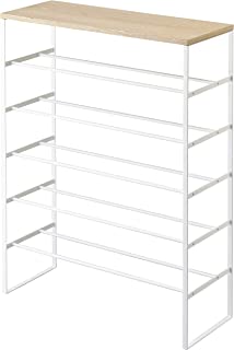 Photo 1 of Yamazaki Home 6 Tier Wood Top Shoe Rack, One Size, White