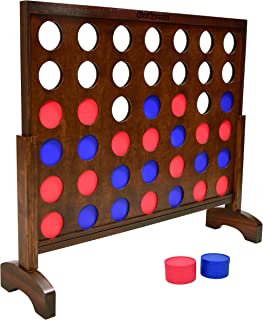 Photo 1 of GoSports 3 Foot Width Giant Wooden 4 in a Row Game - Choose Between Classic White or Dark Stain - Jumbo 4 Connect Family Fun with Coins, Case and Rules

