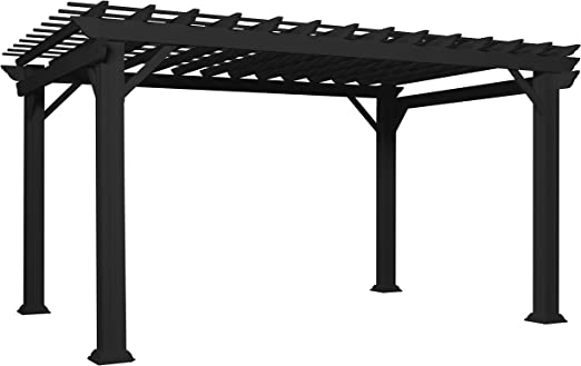 Photo 1 of Backyard Discovery Stratford 14' x 10' Black Steel Traditional Pergola with Sail Shade Soft Canopy --PARTS ONLY-- --BOX 1 OF 4 AND BOX 4 OF 4 ONLY-- --MISSING BOX 2 OF 4 AND 3 OF 4-- RETAIL FOR COMPLETE SET $2500
