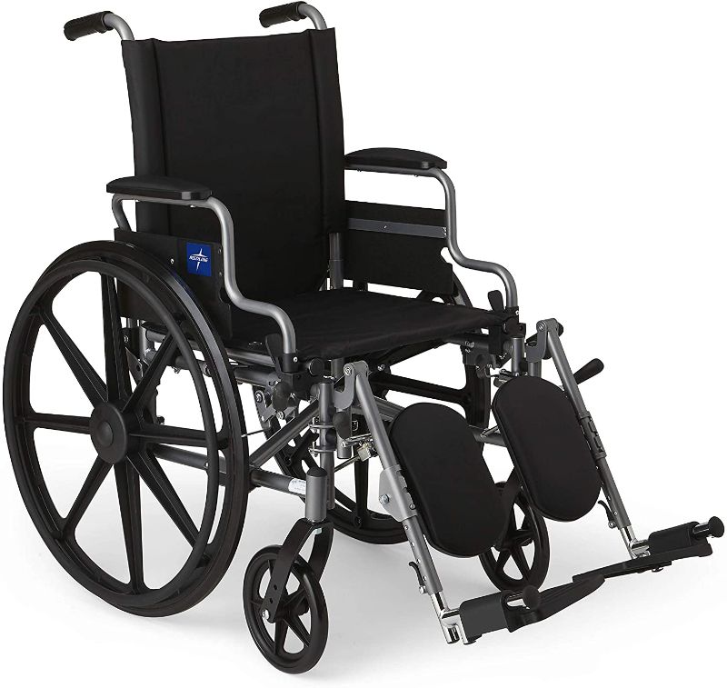 Photo 1 of --SOLD FOR PARTS ONLY------Medline Lightweight & User-Friendly Wheelchair With Flip-Back, Desk-Length Arms & Elevating Leg Rests for Extra Comfort, Gray, 18 inch Seat