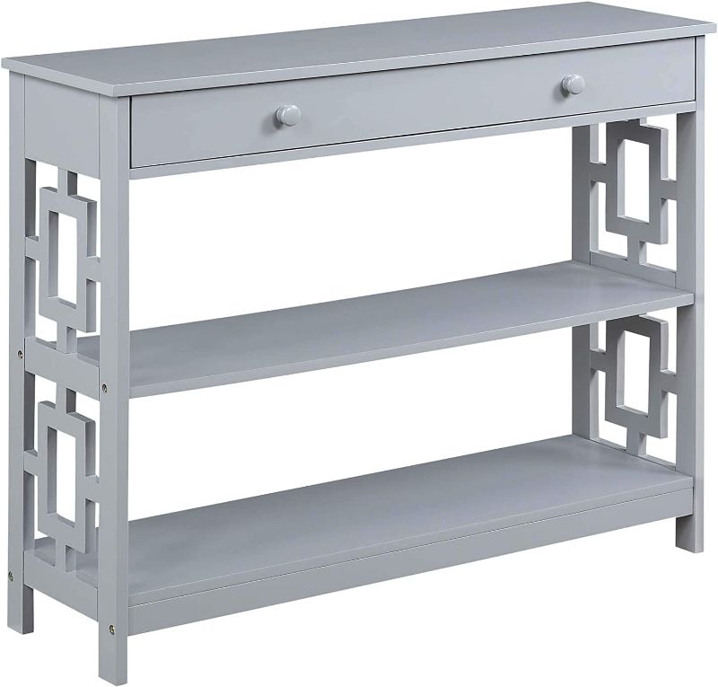 Photo 1 of Convenience Concepts Town Square 1-Drawer Console Table, Gray
