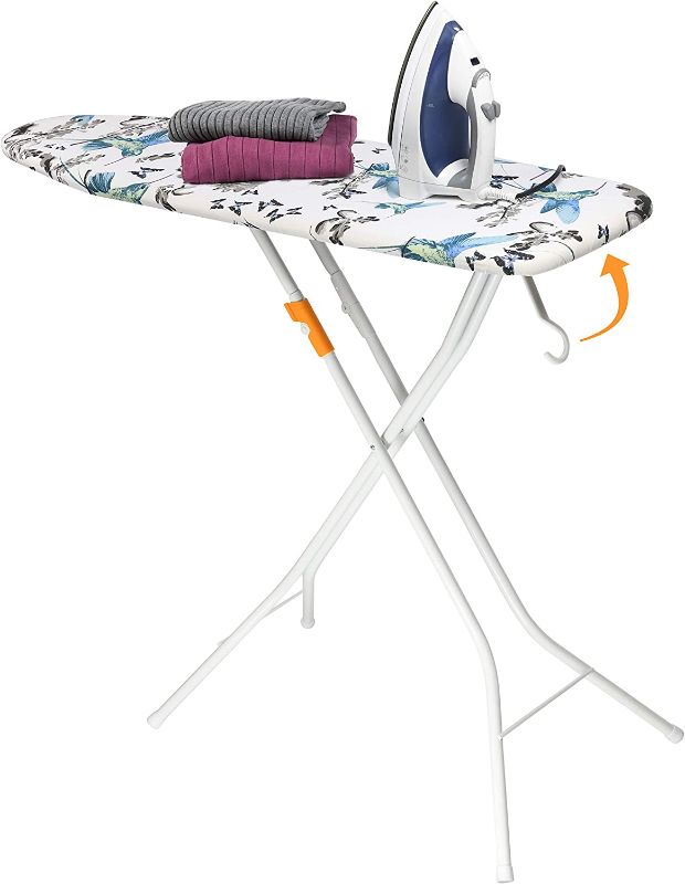 Photo 1 of Bartnelli Rorets Ironing Board Made in Europe | Compact Space Saving Smart Hanger Iron Board for Easy Storage | Lightweight, 4 Layer Cover Pad, 4 Leg, for Dorm, Laundry Room, or Small Space(43x13-35)
