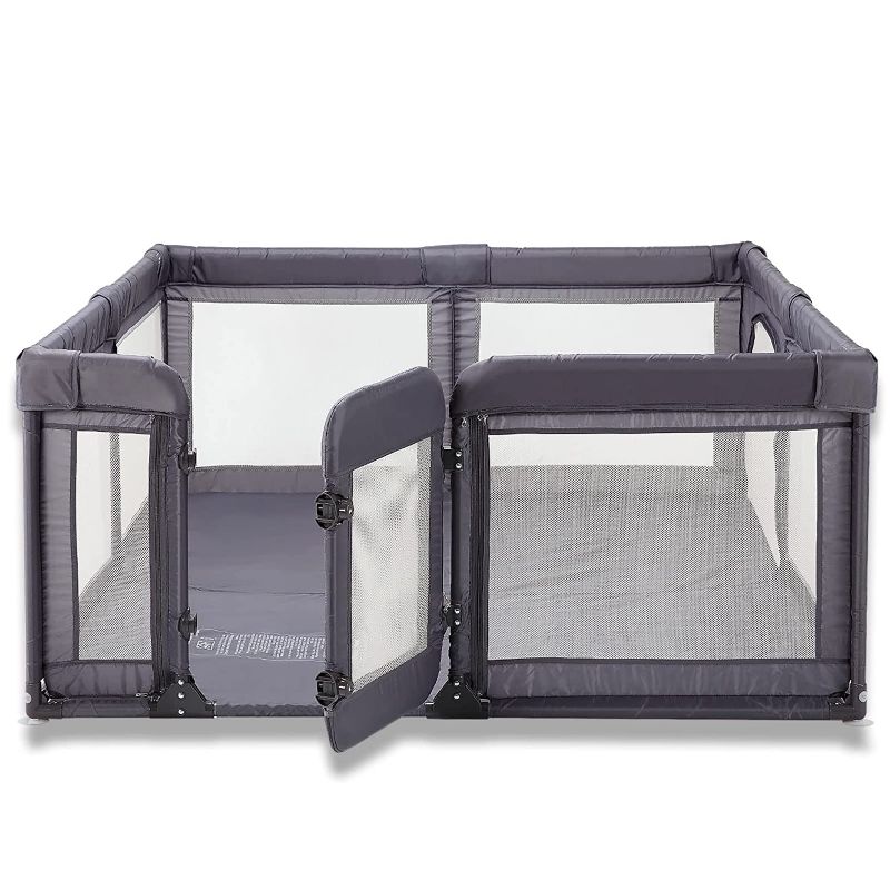 Photo 1 of Baby Playpen 79x59in Play Pens for Babies and Toddlers, Baby Gate Playpen Large Play Yard with Door, Baby Fence Play Area, Kids Play Pen(Grey)
