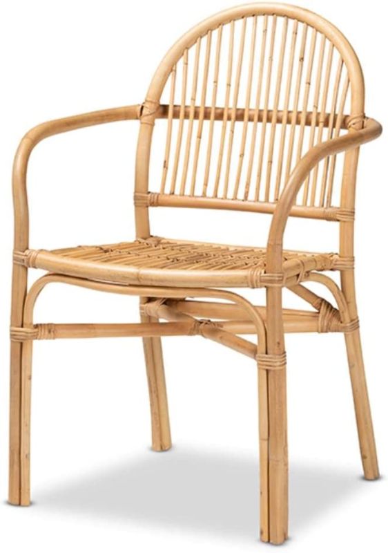 Photo 1 of Baxton Studio Tugera Modern Bohemian Natural Brown Rattan Dining Chair
