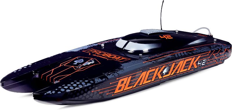 Photo 1 of Pro Boat RC Blackjack 42" 8S Brushless Catamaran RTR(Battery and Charger Not Included): Black/Orange, PRB08043T1
