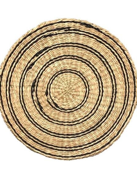 Photo 1 of  Natural Seagrass & Black Woven Design --- 16 INCH ROUND 