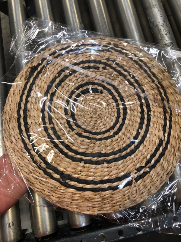 Photo 3 of  Natural Seagrass & Black Woven Design --- 16 INCH ROUND 