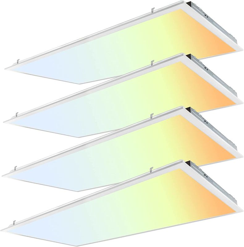 Photo 1 of OUKEETO 2X4 FT LED Flat Panel Light Fixture - 75W, 7500LM, 3000K/4000K/5000K Color Temperature Adjustable, Dimmable 0-10V Drop Ceiling Light - ETL, DLC (4 Pack)
