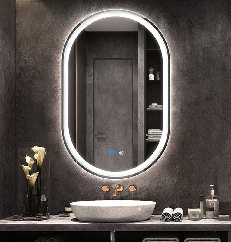 Photo 1 of DIDIDADA Oval Lighted LED Bathroom Mirror with Lights Dimmable 3 Color 32x20 Inch Oval Lighted Vanity Mirror for Bathroom Wall Mounted Vanity LED Mirror Antifog LED Smart Makeup Oval Light up Mirror
