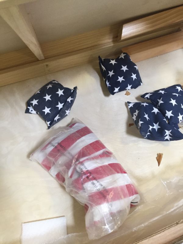 Photo 1 of Cornhole Set 4'x2' Regulation Size Cornhole Boards Solid Wood Printed Pattern,Includes 8 Regulation Bean Bags and Built-in Scorekeepers, for Beach, Camping, Lawn, Tailgating,Backyard and Outdoor Games
