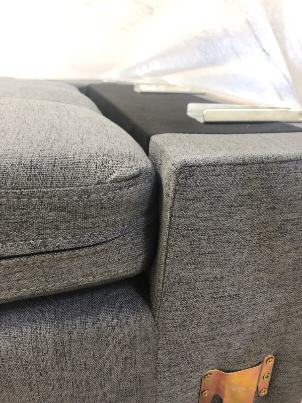 Photo 3 of 3 PC Sectional Sofa Set, Gray Linen Right -Facing Chaise with Free Storage Ottoman
-- set not complete -- box 1 of 2 only 