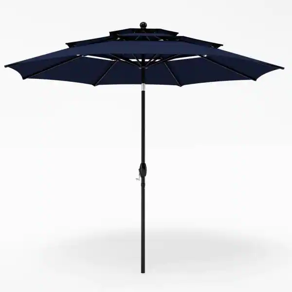 Photo 1 of 10 ft. Straight Market Patio Umbrella in 3-Layer in Blue
