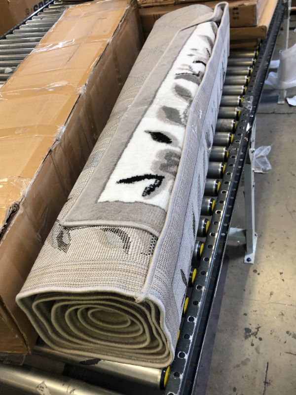 Photo 1 of 88 INCH WIDE WHITE,BLACK AND GREY FLORAL CARPET