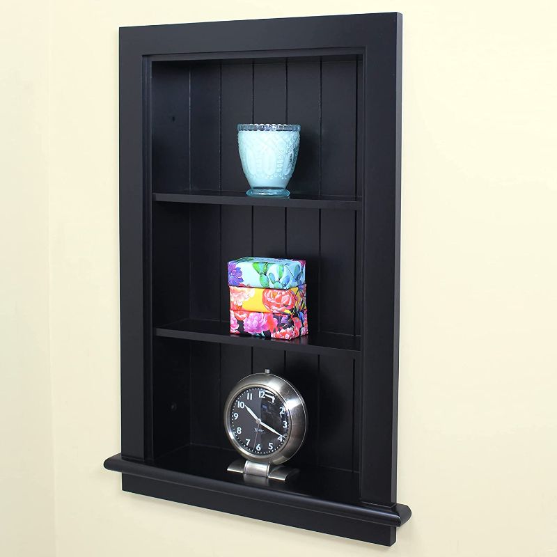 Photo 1 of Fox Hollow Furnishings 17X26 Aiden Wall Niche (Black w/Beadboard Back)