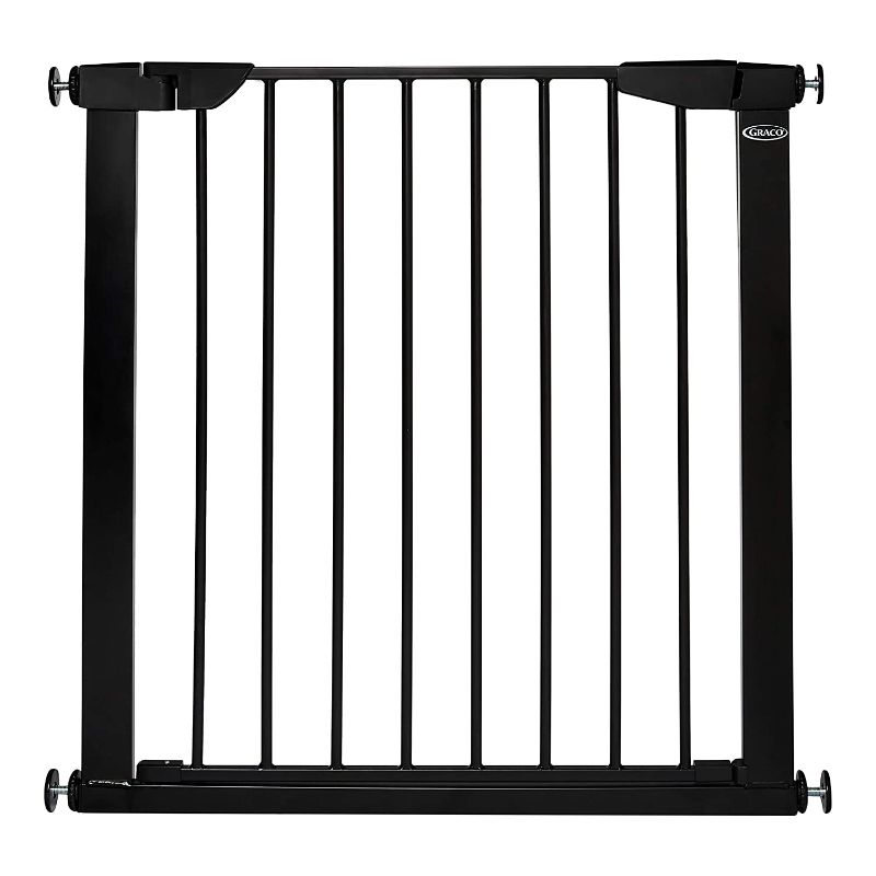 Photo 1 of Graco BabySteps Walk-Thru Metal Safety Gate (Black) - Pressure-Mounted Baby Gate for Doorway, Expands from 29.5-40.5 Inches, 29.5 Inches Tall, Includes 3 Extensions, Perfect for Children, Pet-Friendly
