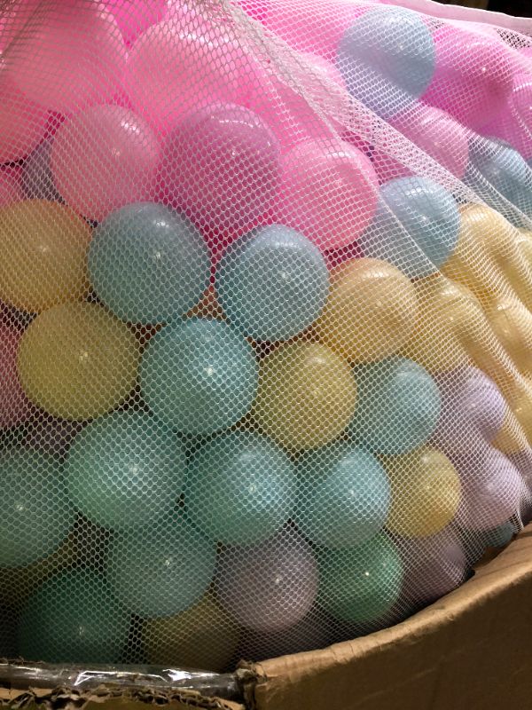 Photo 3 of Amazon Basics BPA Free Crush-Proof Plastic Ball Pit Balls with Storage Bag, Toddlers Kids 12+ Months, 6 Pastel Colors - Pack of 1000
