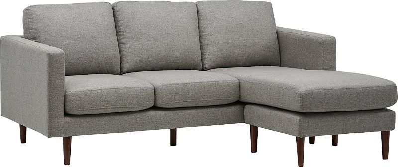 Photo 1 of Amazon Brand – Rivet Revolve Modern Upholstered Sofa with Reversible Sectional Chaise, 80"W, Grey Weave
